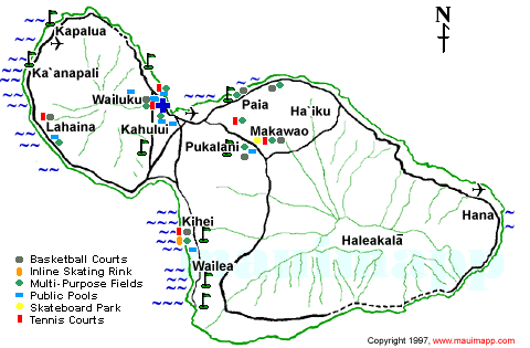 MAP OF MAUI ISLAND PARKS AND RECREATION FACILITIES